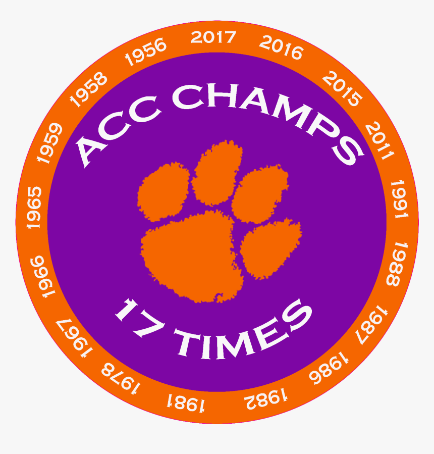 Clemson Tiger Paw Acc Champions 17 Time Decal Diecut - Clemson Tiger Paw, HD Png Download
