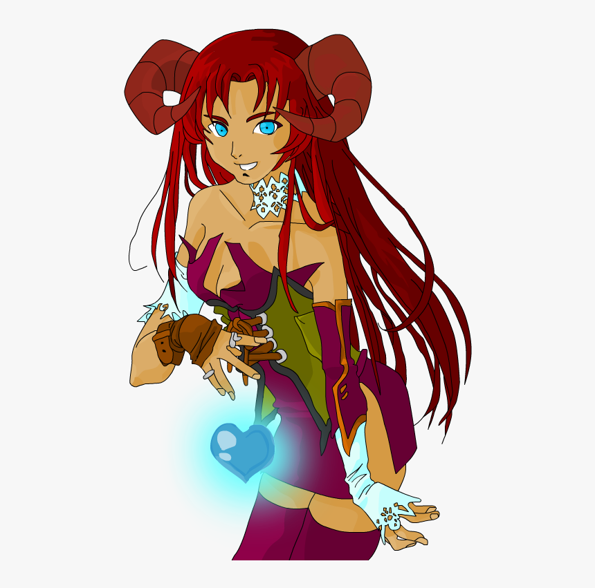 Sexy Demon Summoner W/heart - Cartoon, HD Png Download