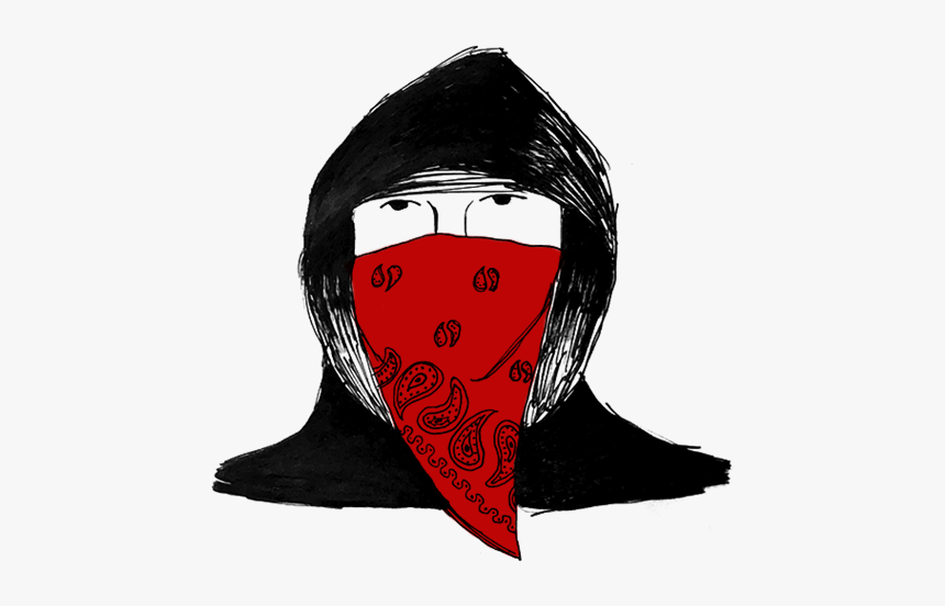 Black Hoodie And Red Bandana Covering Face - Bandana On Face An Hoodie Drawing, HD Png Download