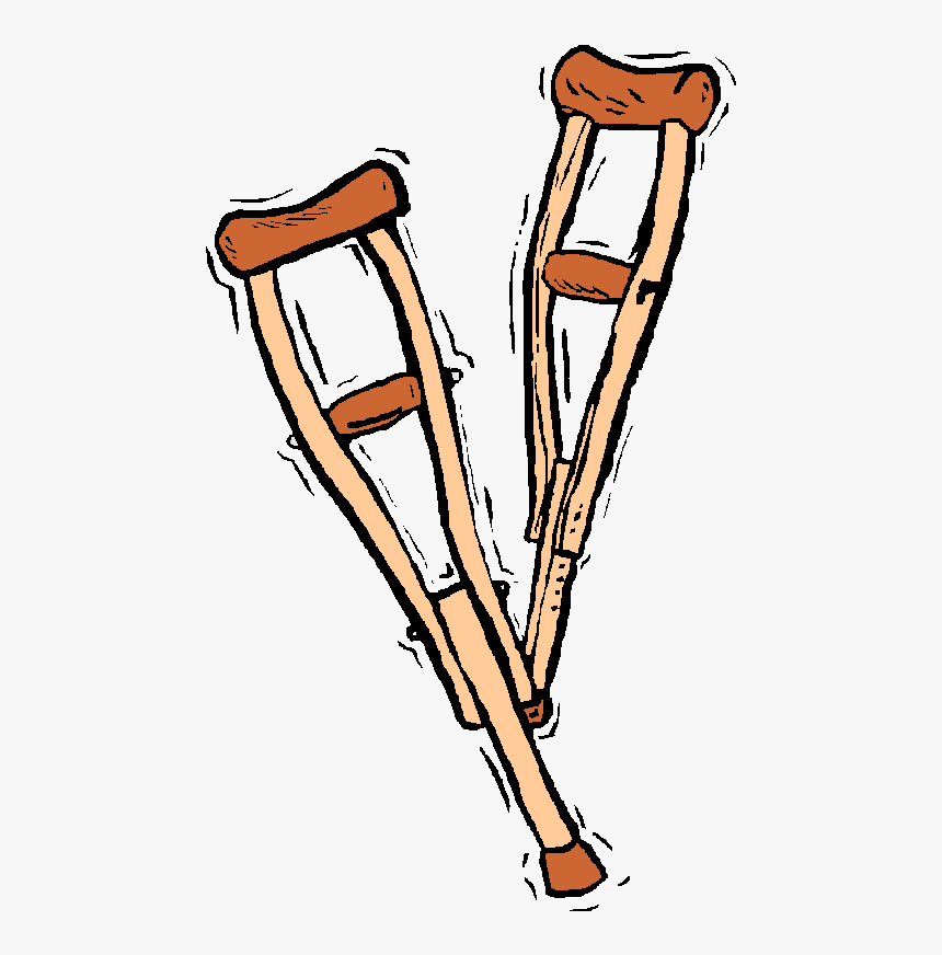 Cartoon Crutches Transparent Clipart Crutch Clip Art - Crutches Clipart Transparent, HD Png Download