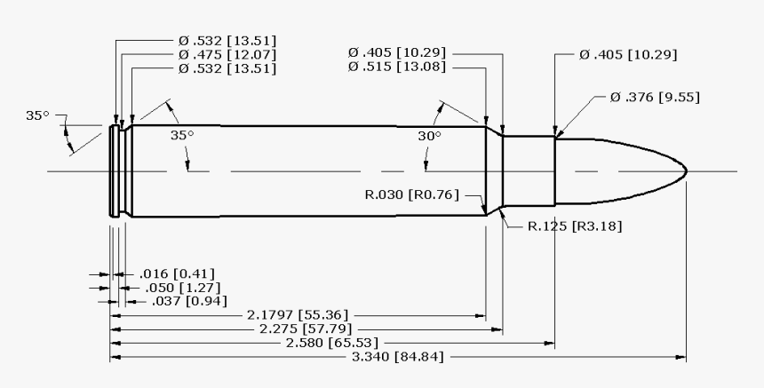 File - Saami375ruger001 - 416 Ruger Cartridge Dimensions, HD Png Download