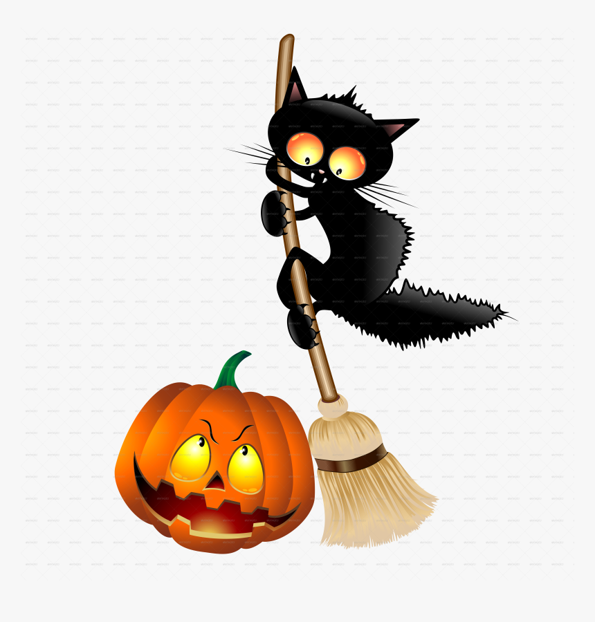 Halloween Cartoon Pictures - Happy Halloween Black Cats, HD Png Download