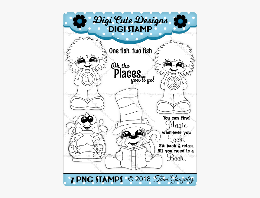 Hat Cat Friends Digi Stamp-dr Suess, Cat In The Hat, - Candy Corn, HD Png Download