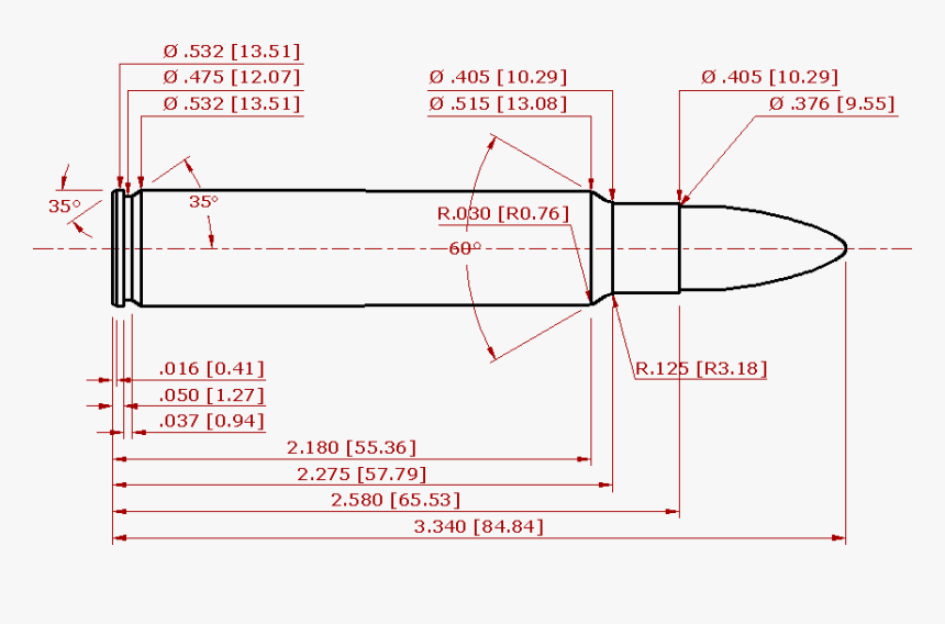 File - Saami375ruger002 - 270 Case Dimensions, HD Png Download