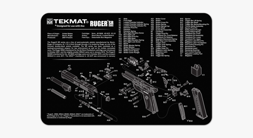 Ruger Sr9c Cleaning Mat, HD Png Download