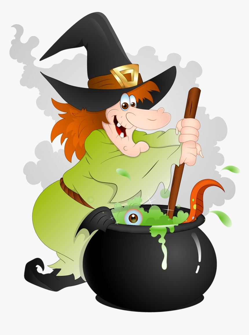 Witch With Cauldron Clipart, HD Png Download