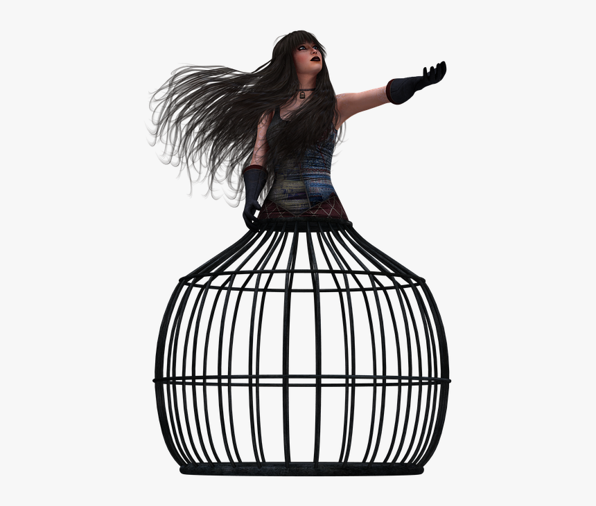 Woman, Pretty, Fantasy, Long Hair, Black Hair, Cage - Woman In Cage Png, Transparent Png