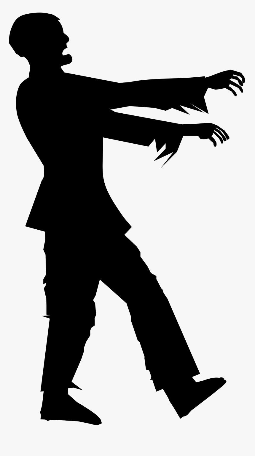Zombie Silhouette Clip Arts - Black And White Zombie, HD Png Download