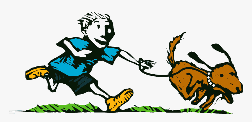 Child With Dog Running Graphic, HD Png Download