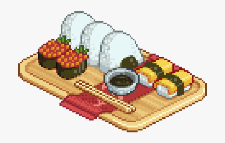 #pixel #sushi #cute #png #tumblr #food #red #yellow - Japanese Food Pixel Png, Transparent Png