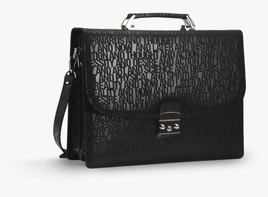 Business Bag In Black, Of Natural Leather With Stamp, HD Png Download