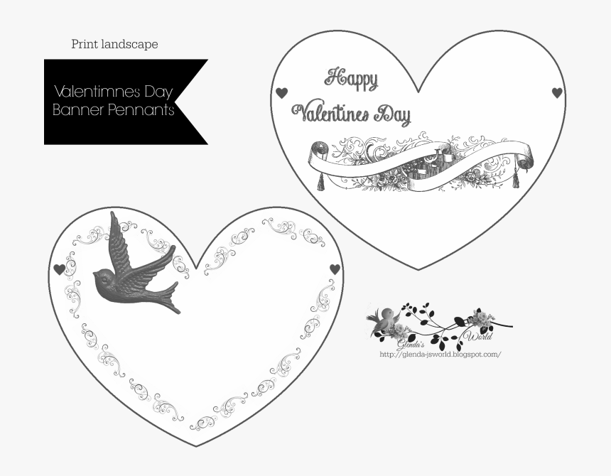 Valentine Heart Banner Pennants , Png Download, Transparent Png