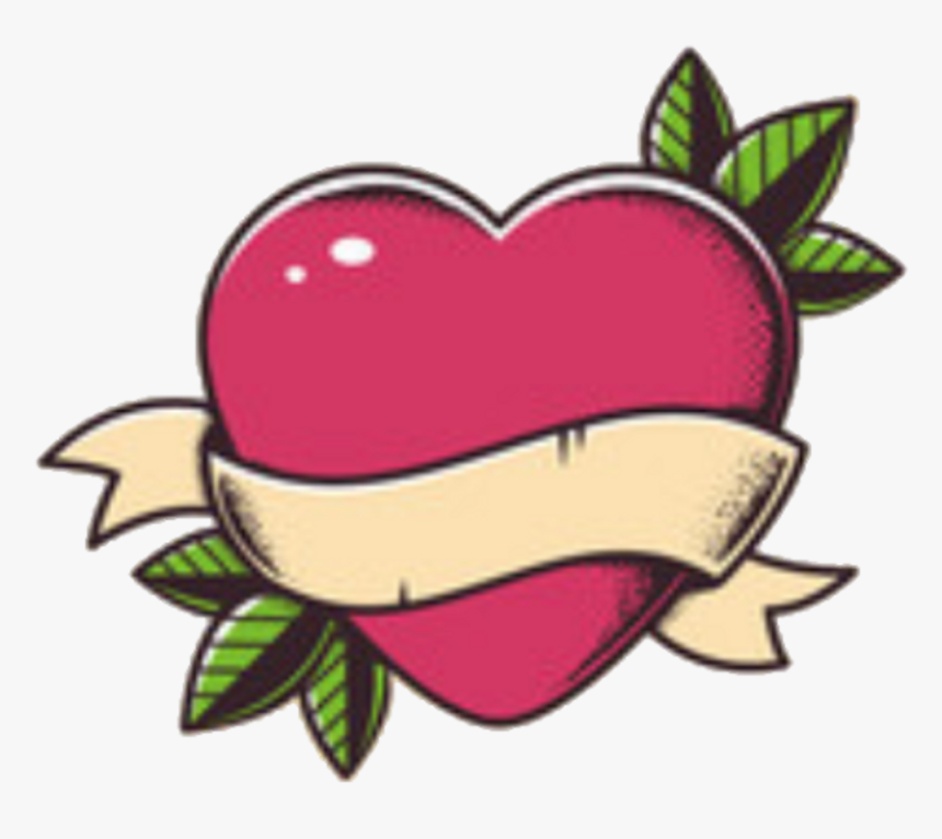Heart Banner Leaves Hearttattoo Lovetattoo Tattoocolors, HD Png Download
