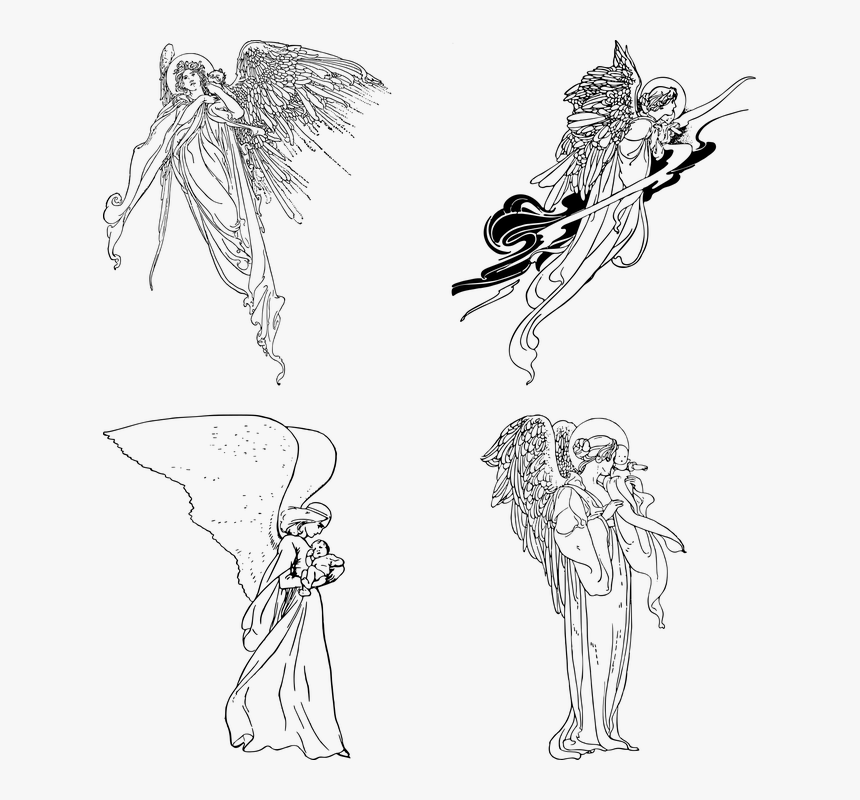 Angel, Baby, Line Art, Vintage, Old, Retro, Antique, HD Png Download