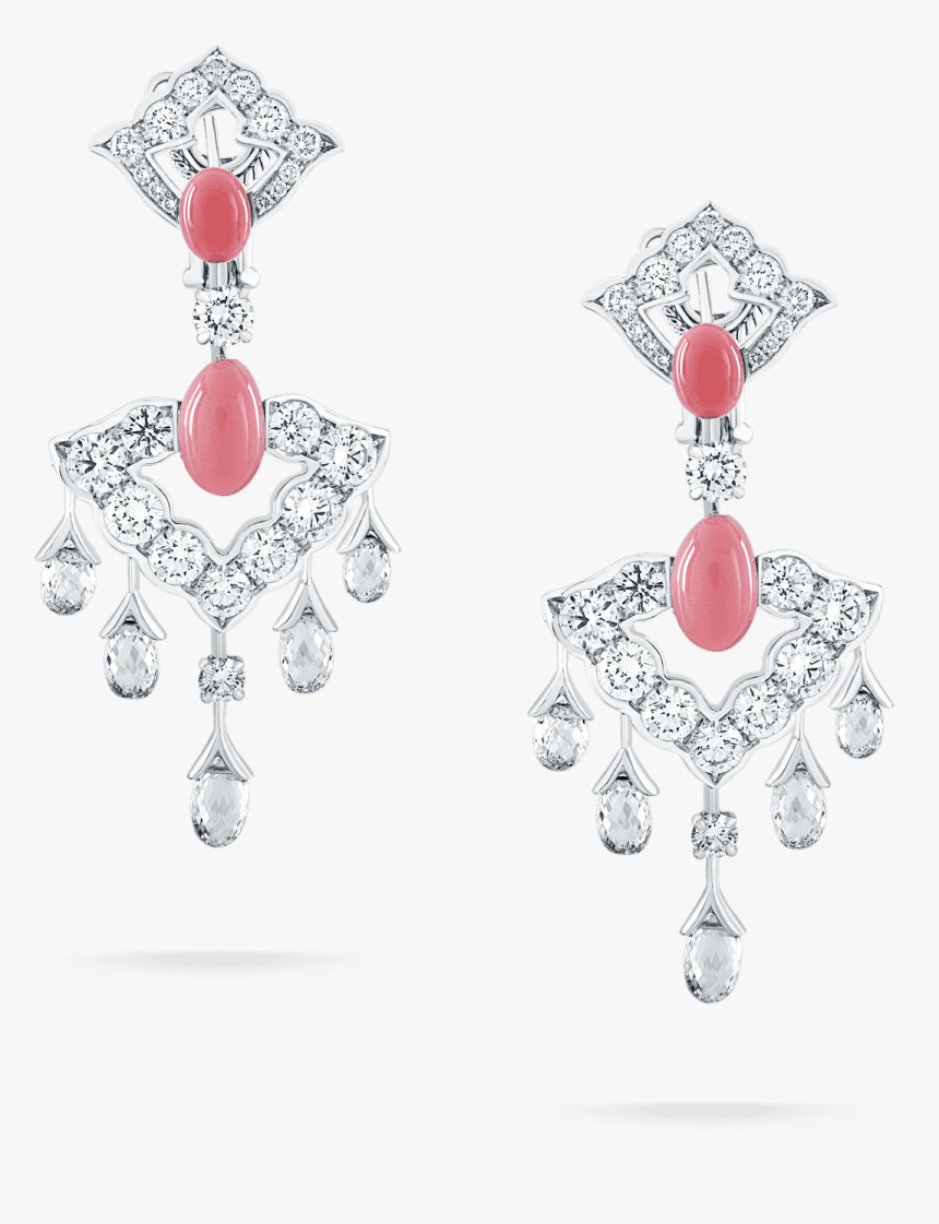 Pink Pearl And Diamond Earrings, HD Png Download