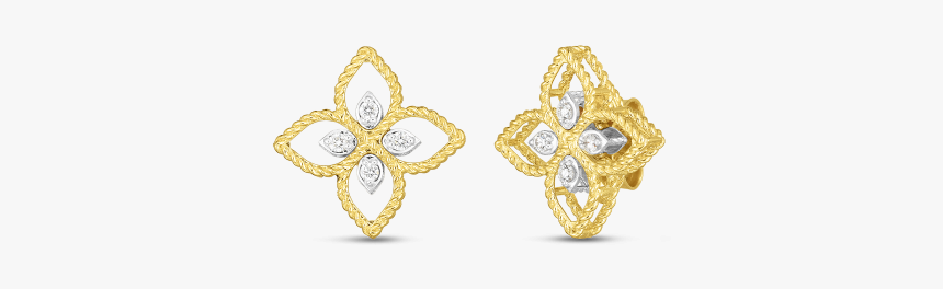 Roberto Coin Princess Flower Small Open Diamond Earrings, HD Png Download