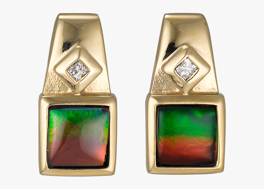 Pamela 14k Yellow Gold Diamond Earrings By Korite Ammolite, HD Png Download