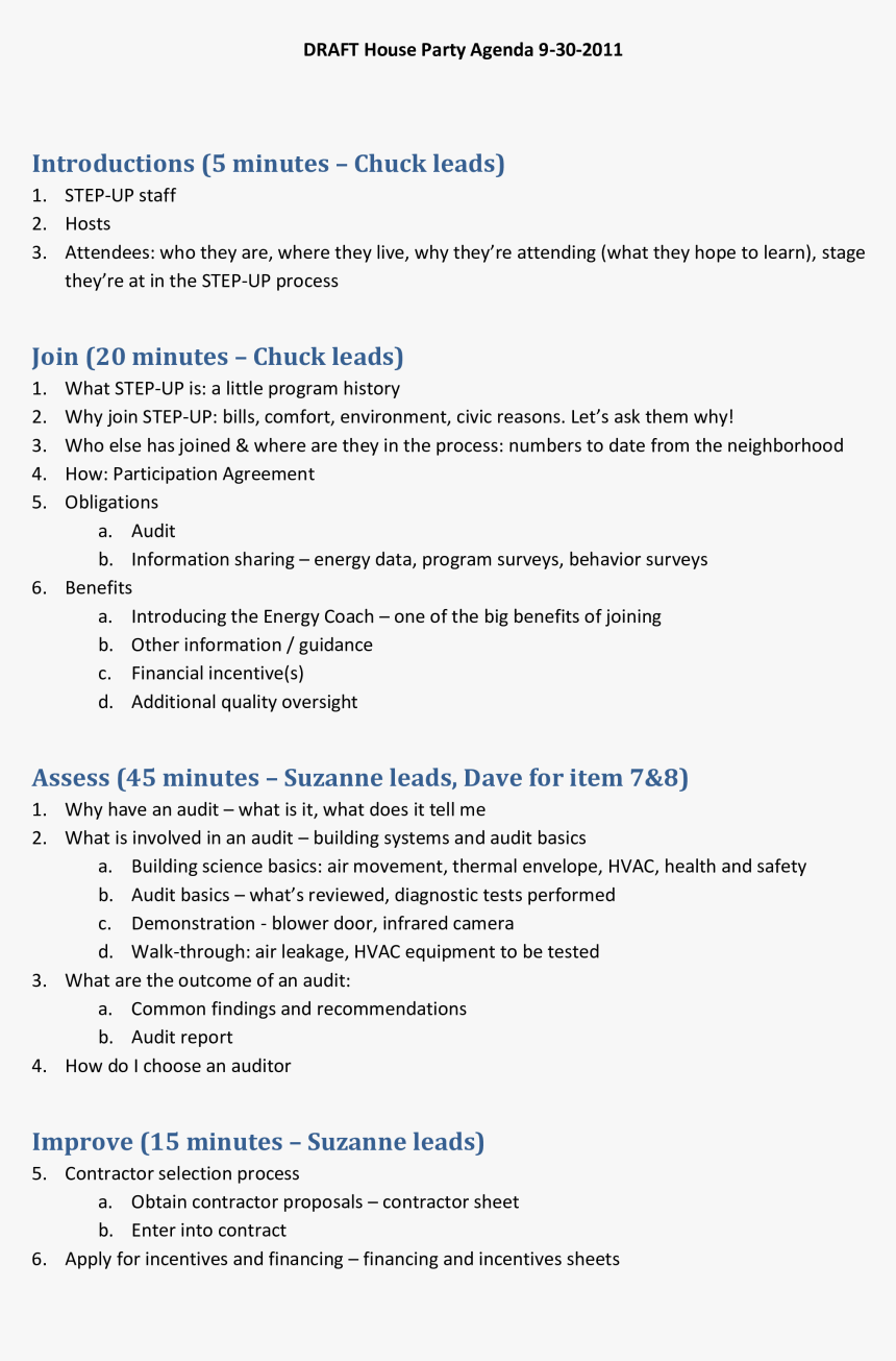 House Party Agenda, HD Png Download