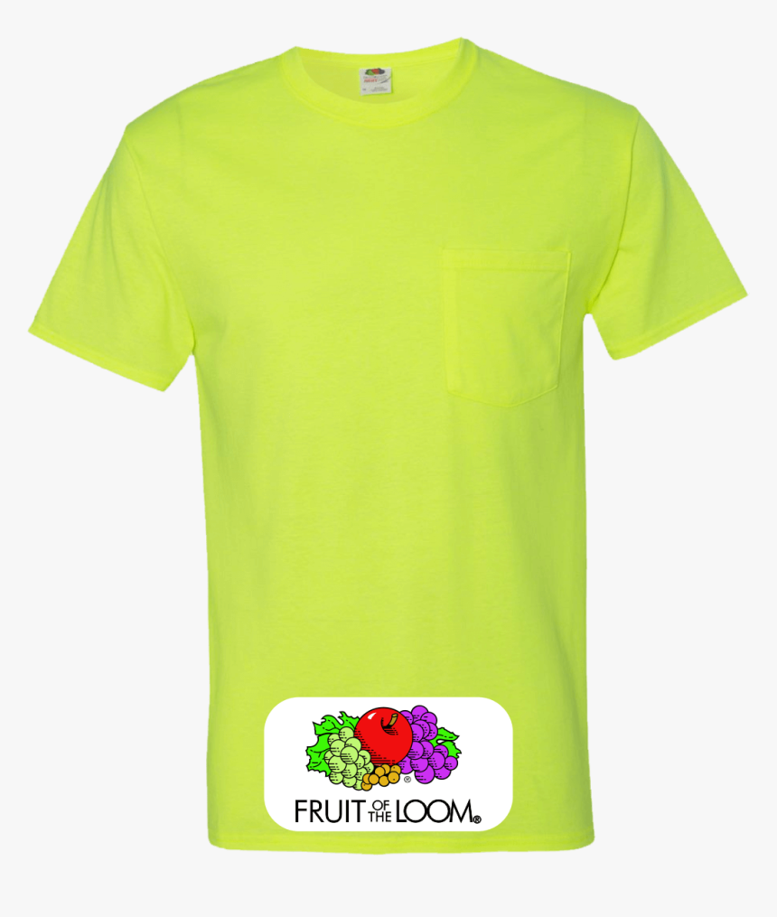 Fruit Of The Loom Custom Safety Green Pocket T Shirts, HD Png Download
