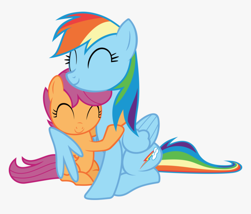 Rainbow Dash Scootaloo Hugging By Timelordomega On, HD Png Download