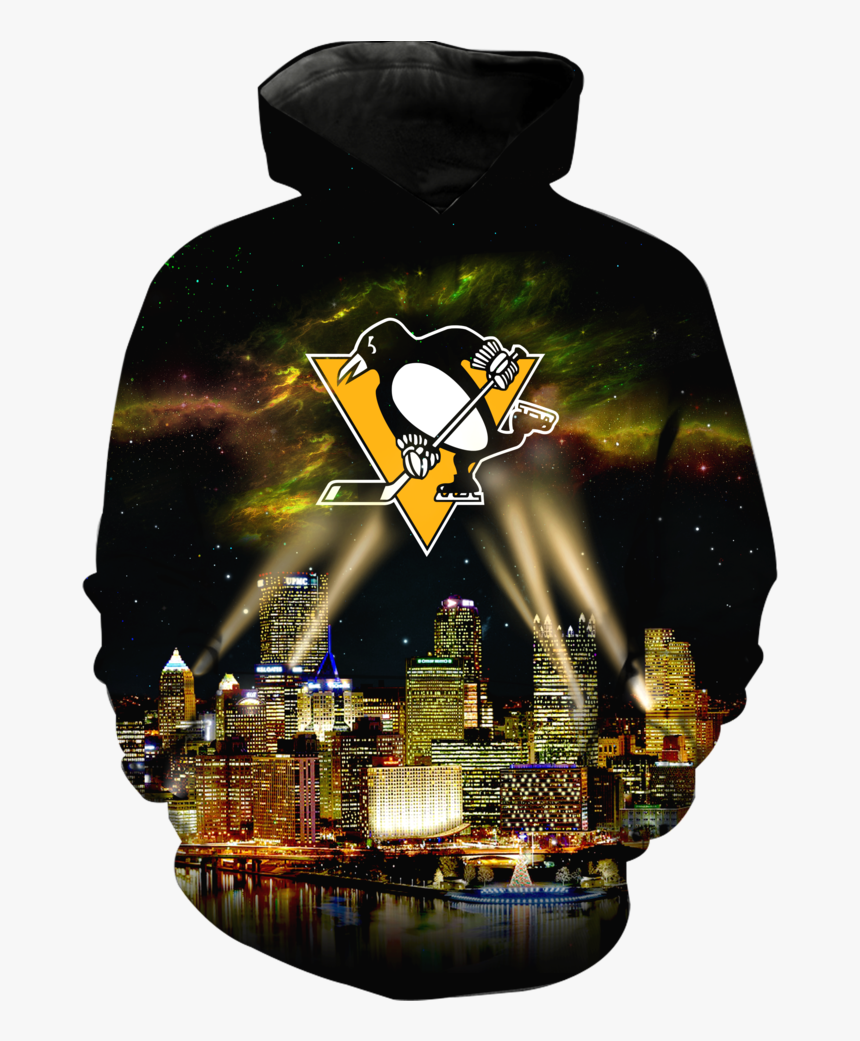 Skyline Pittsburgh Penguins 3d Full Over Print Hoodie,, HD Png Download