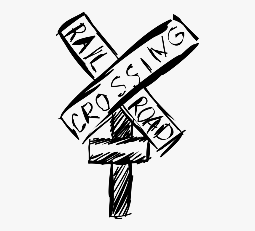 Vector Illustration Of Railway Crossing Caution Sign, HD Png Download