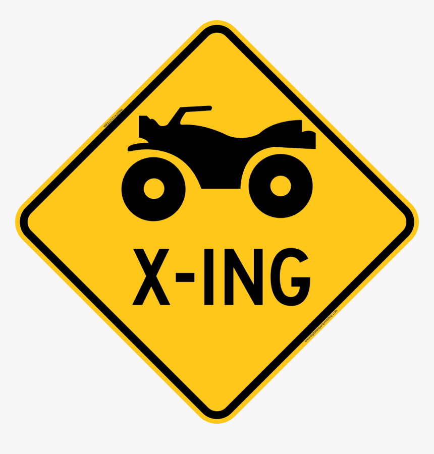 Atv Crossing Warning Trail Sign Yellow, HD Png Download