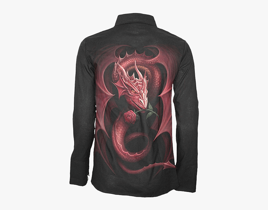 Red Rose Dragon Womens Gothic Workshirt, HD Png Download
