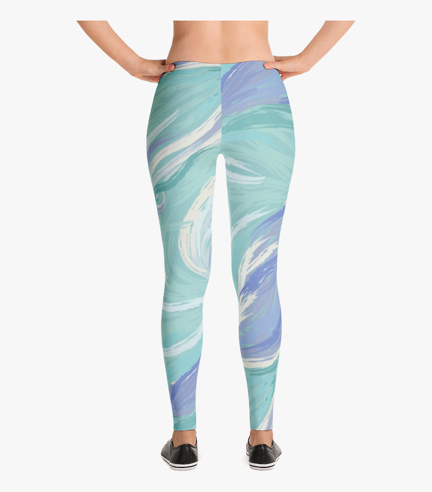 Green Blue Waves Impressionism Yoga Leggings, HD Png Download