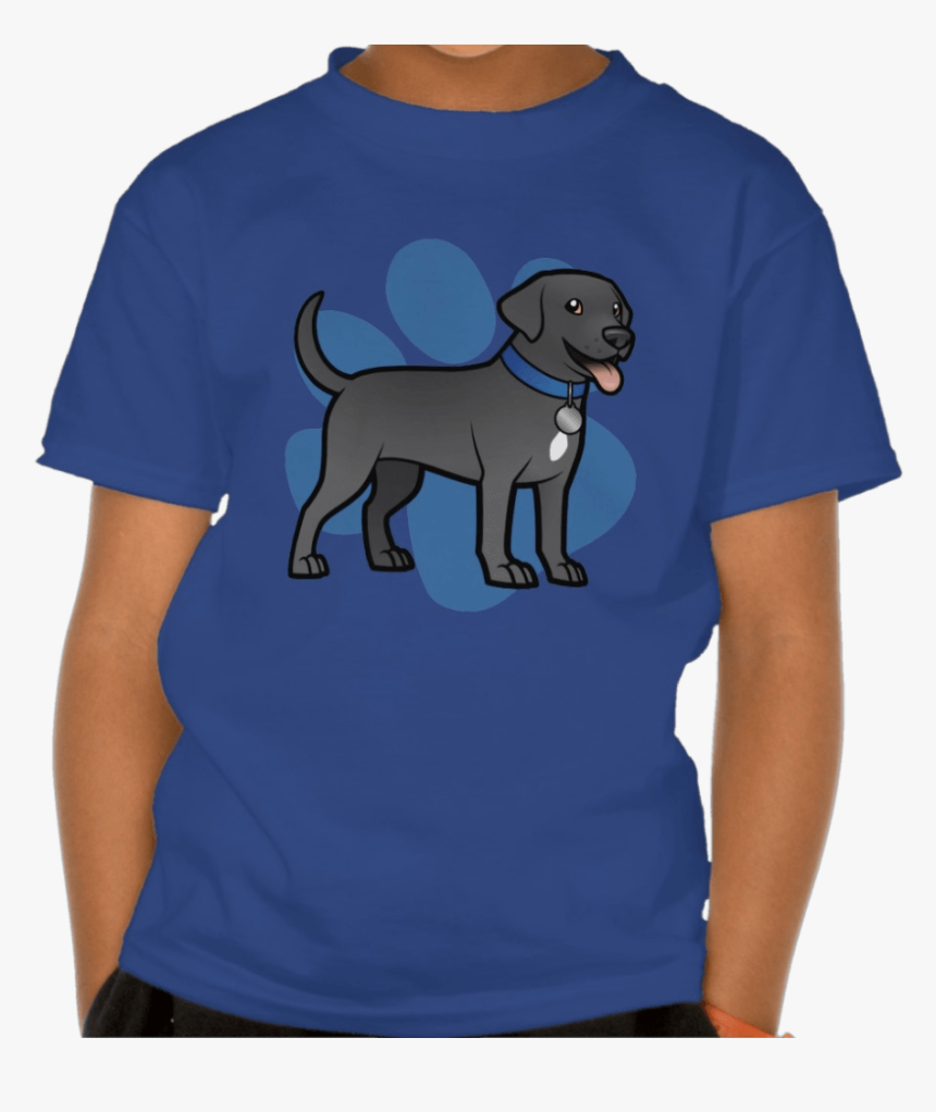 Cartoon Black Lab Blue Tshirt, HD Png Download