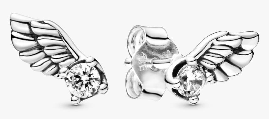 Sparkling Angel Wing Stud Earrings, HD Png Download