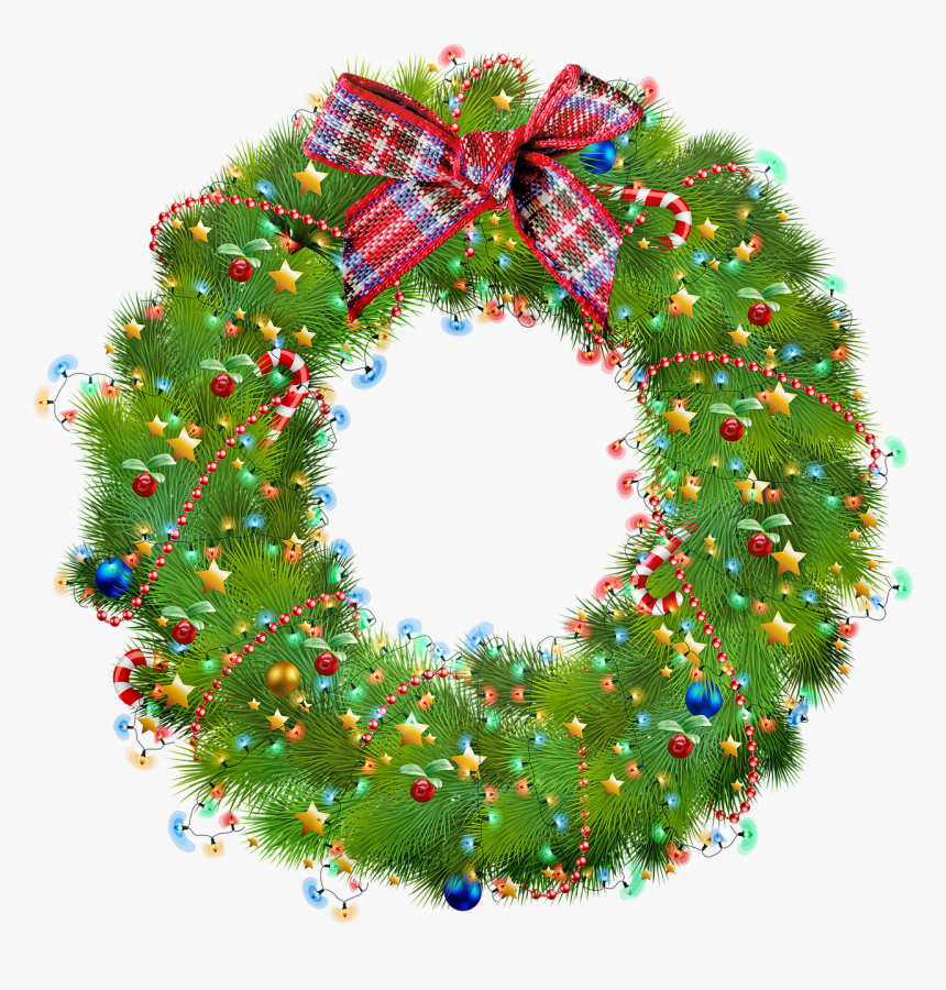 Christmas Wreath, Lights, Green, Christmas, Advent, HD Png Download