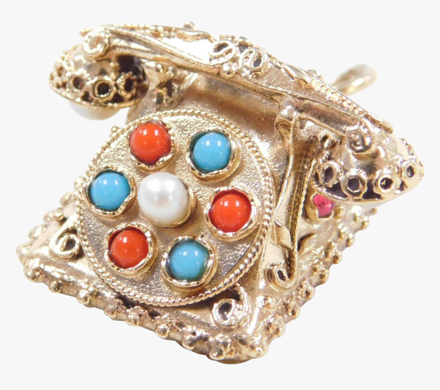 Victorian Revival 14k Gold Ornate Moving Rotary Telephone, HD Png Download