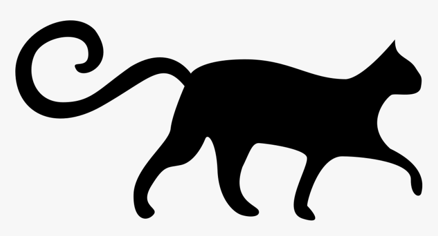 Cat Silhouette With Spiral Tail, HD Png Download