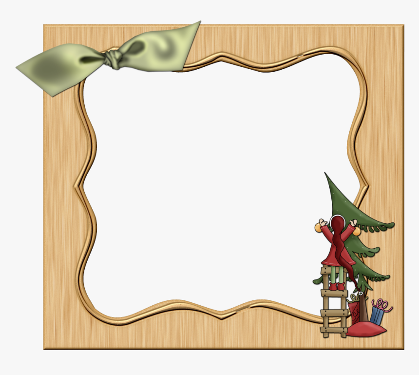 Christmas Gold Png Photo Frame With Red Bow Christmas, Transparent Png