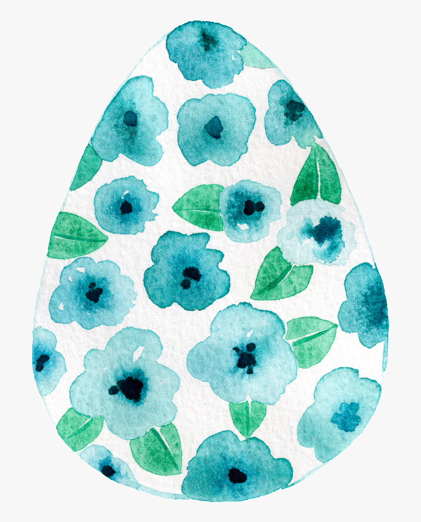 This Graphics Is Blue Flower Leaf Egg Shaped Hand Painted, HD Png Download