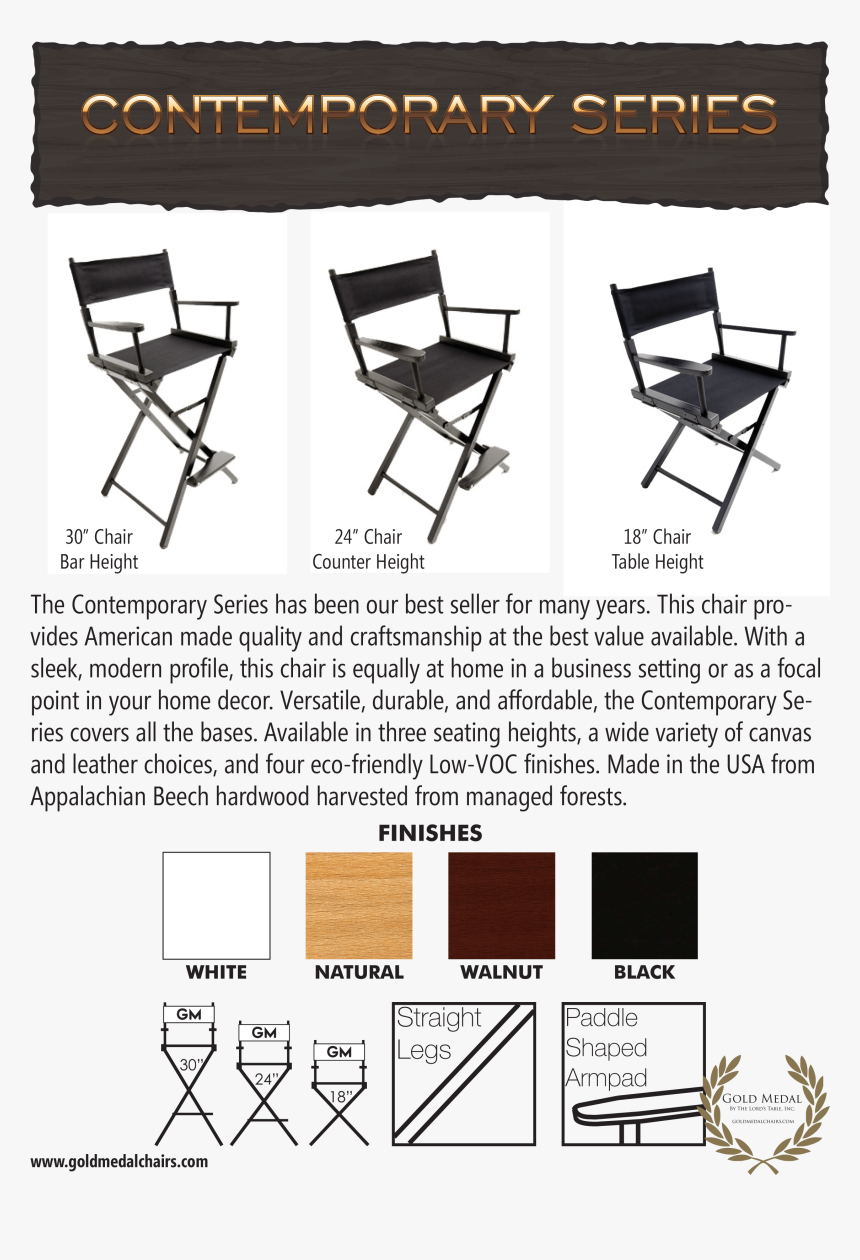 Gold Medal Director S Chair Catalog Contemporary Page, HD Png Download