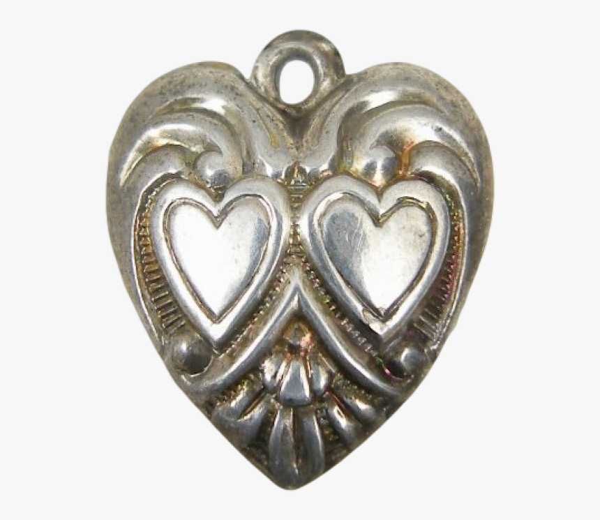 Vintage Double Hearts Sterling Silver Puffy Heart Charm, HD Png Download