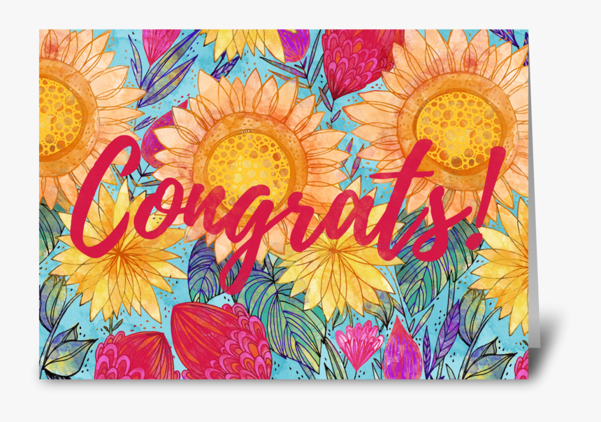 Congrats Sunflowers Greeting Card, HD Png Download