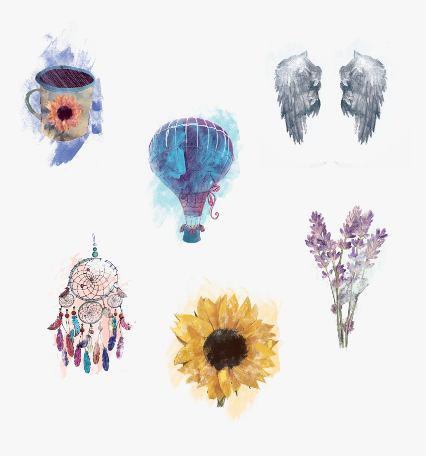 #watercolor #flower #wings #sunflower #dreamcatcher, HD Png Download