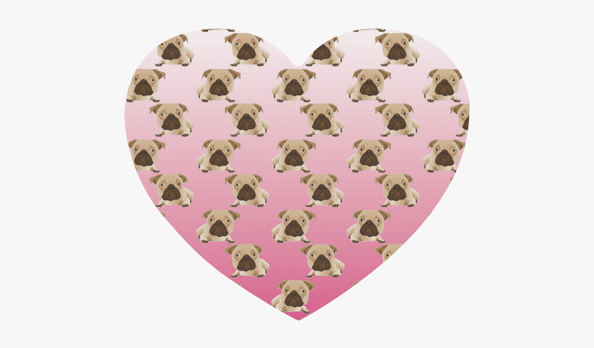 Cute Pugs On Pink Gradient Background Heart-shaped, HD Png Download
