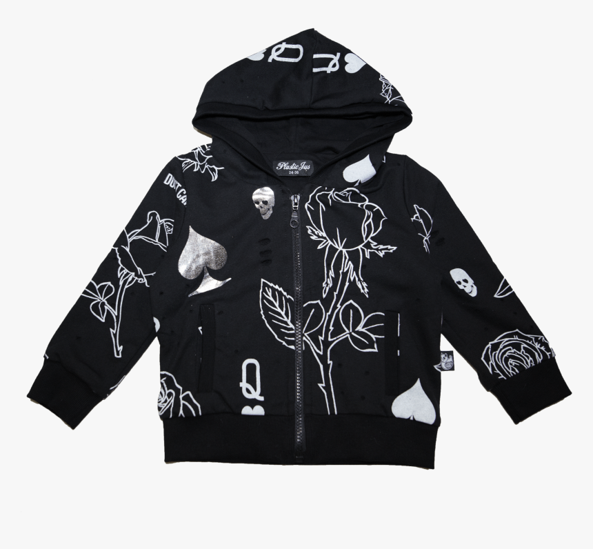 Roses Ace Of Hearts Metallic Zip Up Hoodie 
 Class, HD Png Download