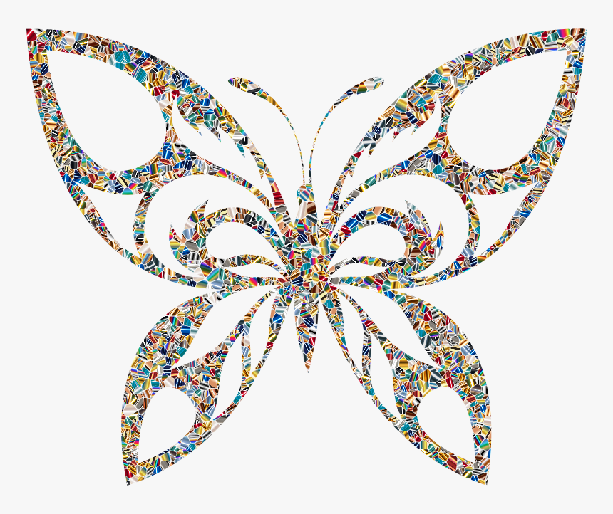 Iridescent Psychedelic Tribal Butterfly Silhouette, HD Png Download