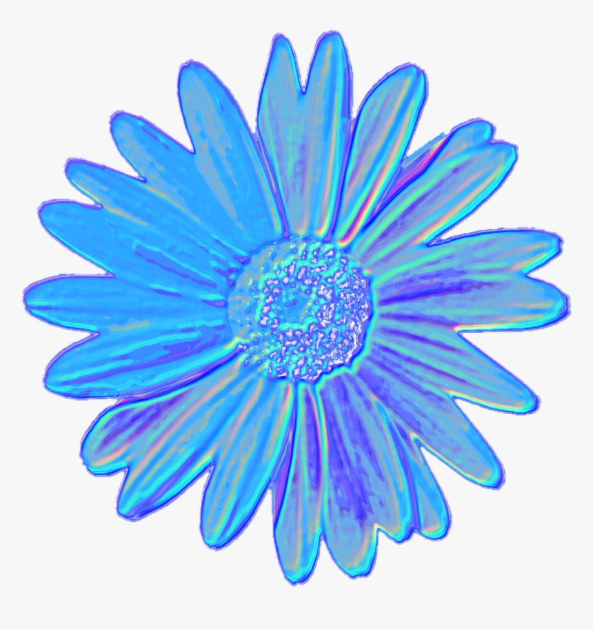 Blue Daisy Flower Tumblr Aesthetic Vaporwave Iridescent, HD Png Download
