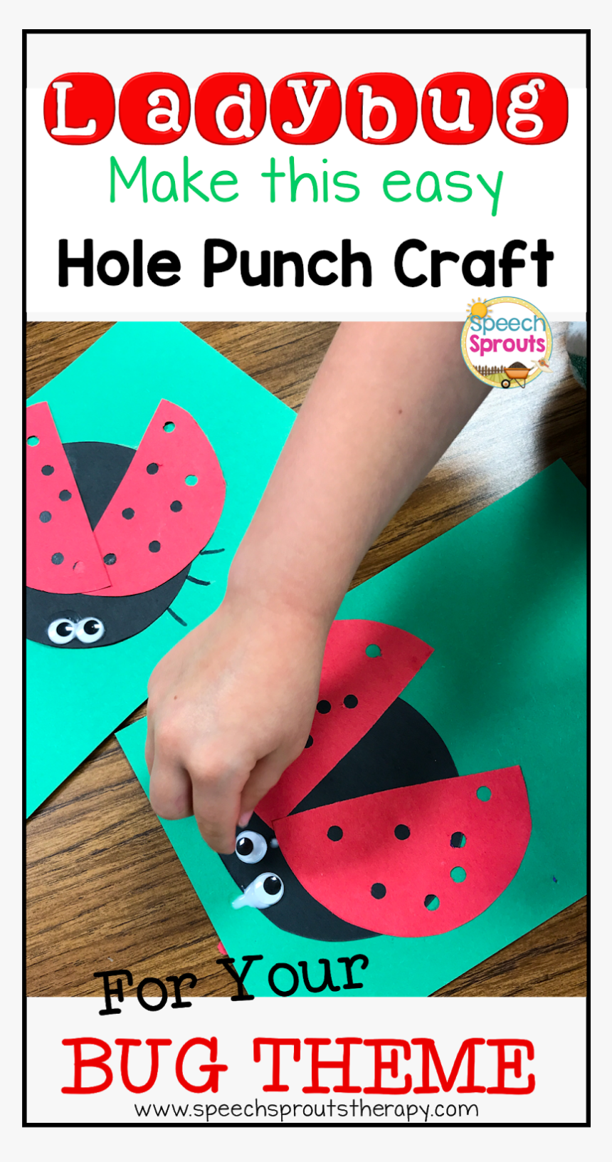 Gluing Wiggle Eyes Above Hole-punched Red Ladybug Wings, HD Png Download