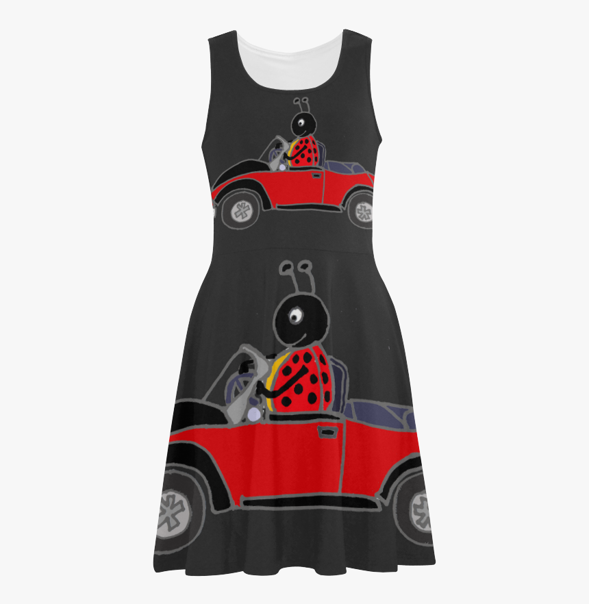 Funny Ladybug Driving Red Convertible Atalanta Sundress, HD Png Download