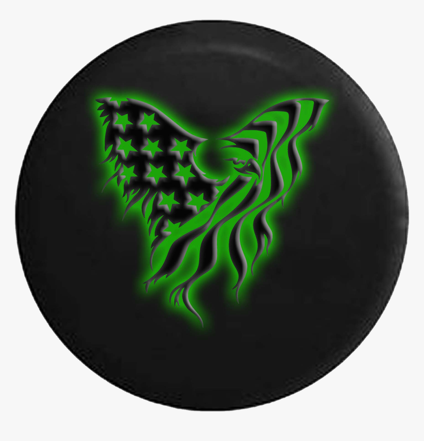 Glowing Usa Eagle Flag Jeep Off Road Rv Camper Spare, HD Png Download