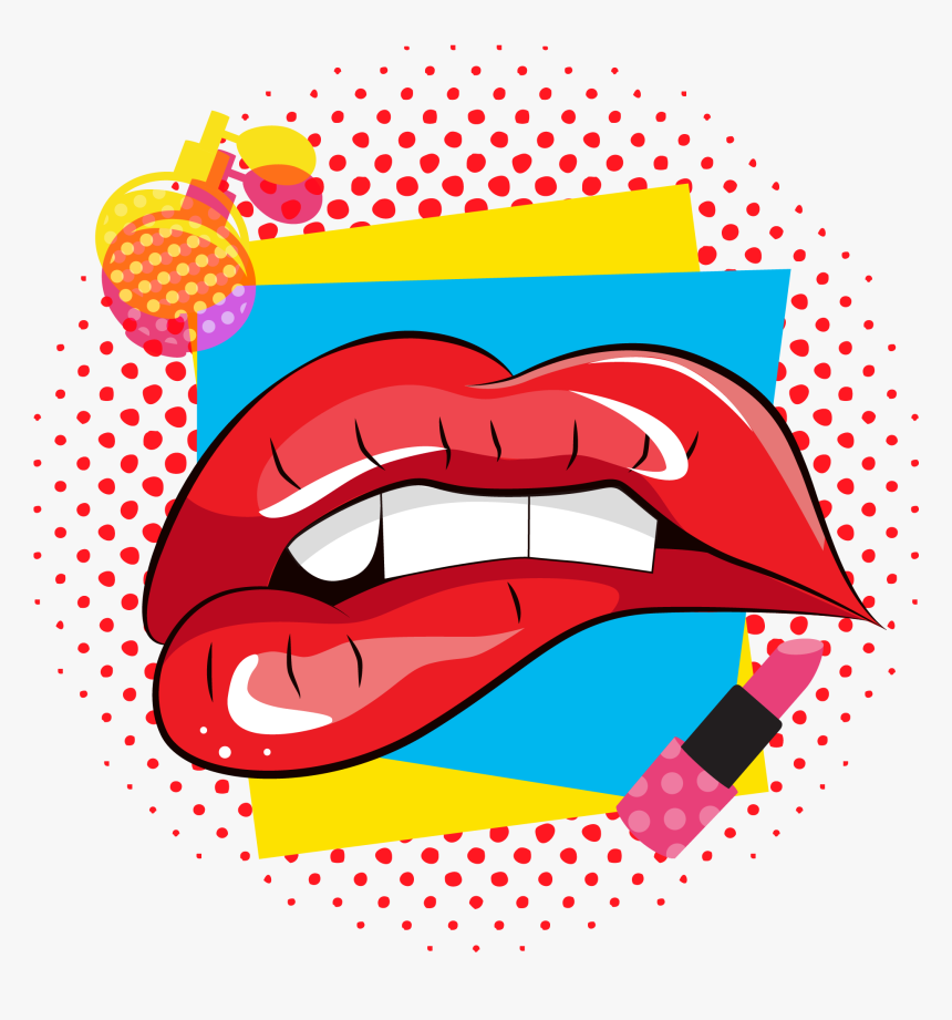 Pop Style Red Lips Lipstick Perfume Png And Vector, Transparent Png