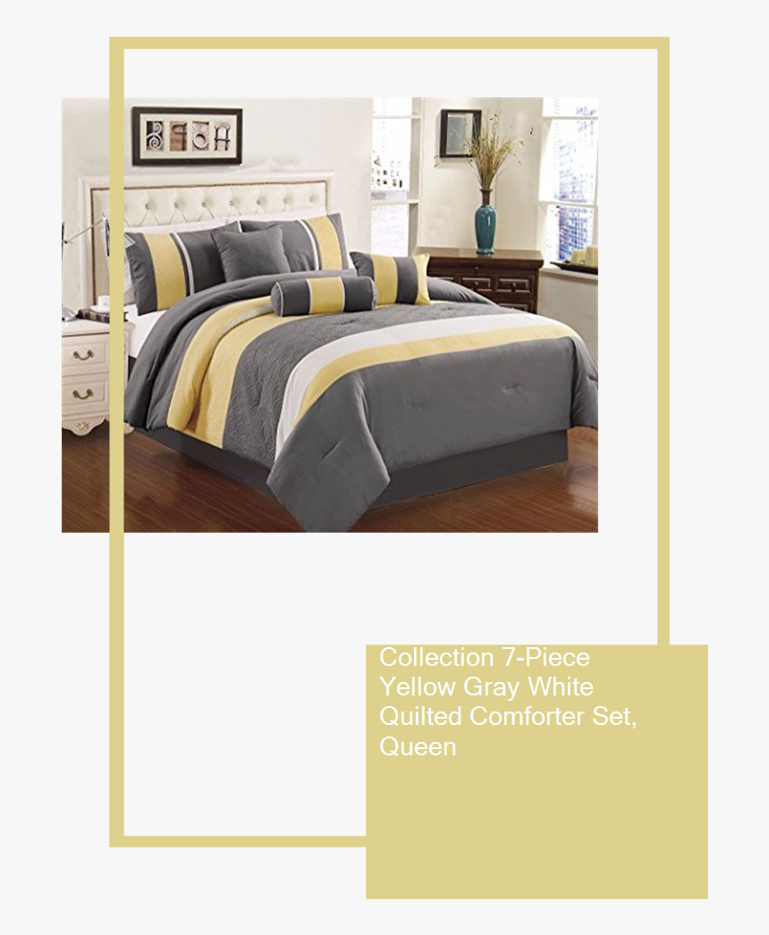 Gray White And Yellow Bedspread, HD Png Download