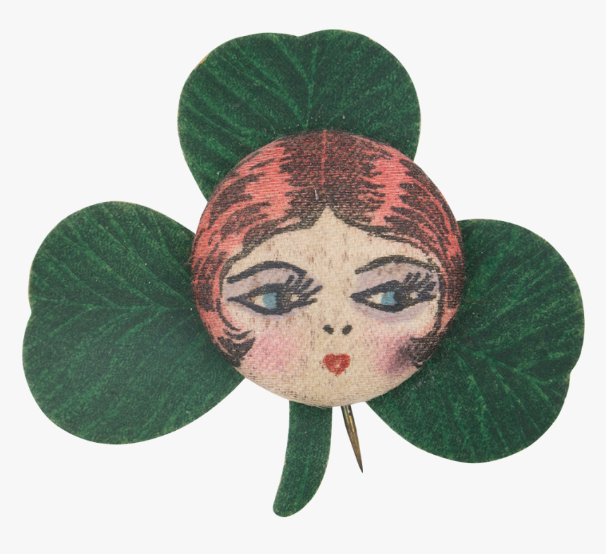 Flapper Face On Clover Art Button Museum - Illustration, HD Png Download